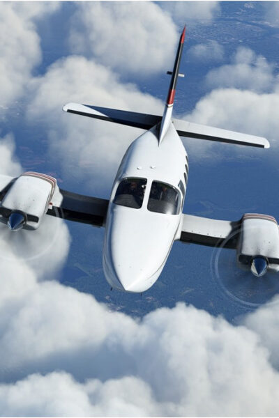 Flysimware Cessna 414AW Chancellor em voo no Microsoft Flight Simulator