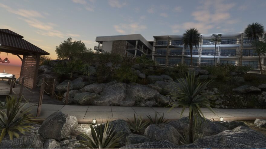 Cenário de St Maarten sugerido pela FlyTampa para Microsoft Flight Simulator