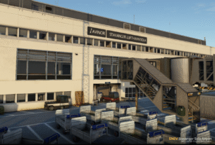Stavanger Sola Airport da Orbx para Microsoft Flight Simulator com terminal e pátio do aeroporto