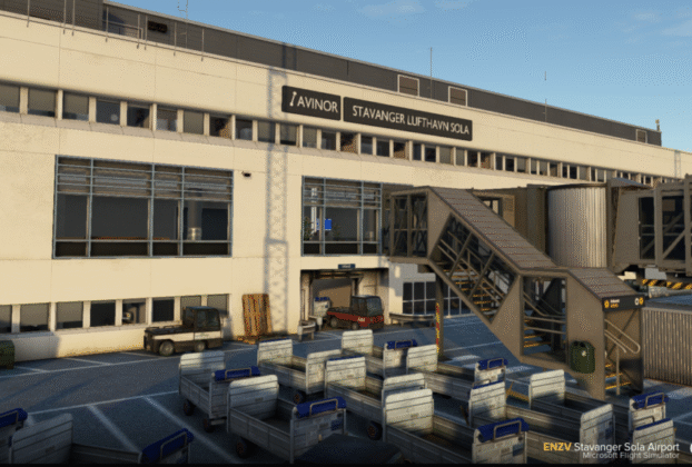 Stavanger Sola Airport da Orbx para Microsoft Flight Simulator com terminal e pátio do aeroporto