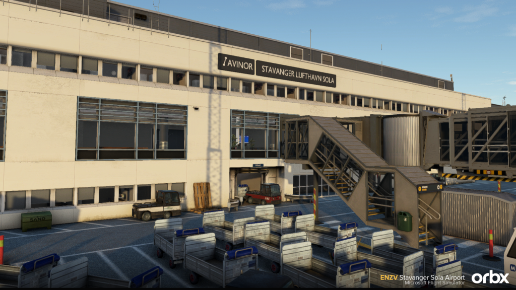 Stavanger Sola Airport da Orbx para Microsoft Flight Simulator com terminal e pátio do aeroporto