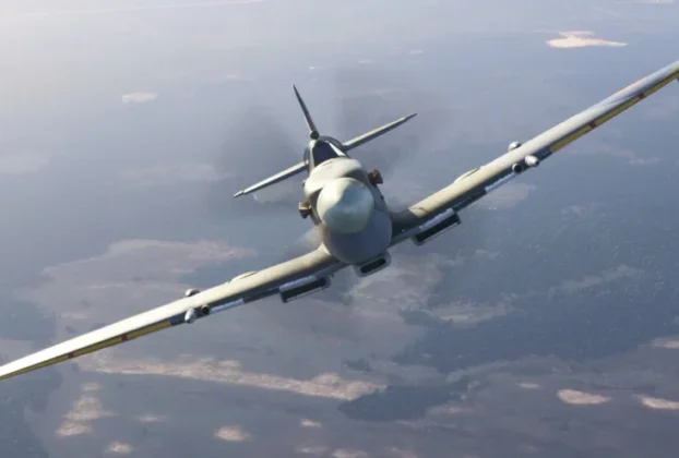 Spitfire V2 da FlyingIron em voo no Microsoft Flight Simulator 2024