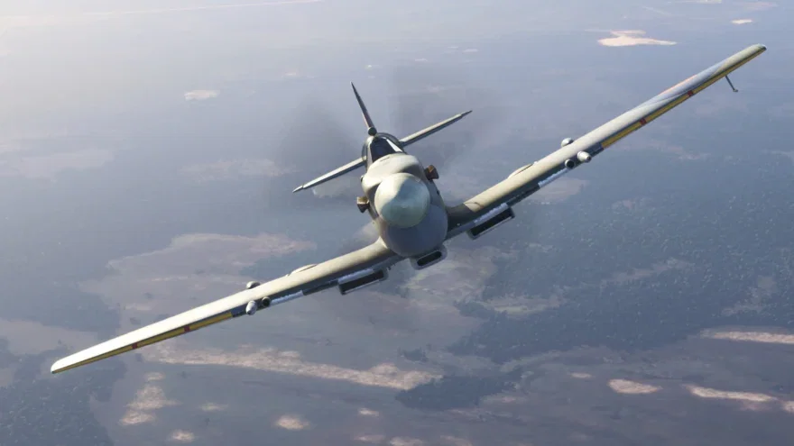 Spitfire V2 da FlyingIron em voo no Microsoft Flight Simulator 2024