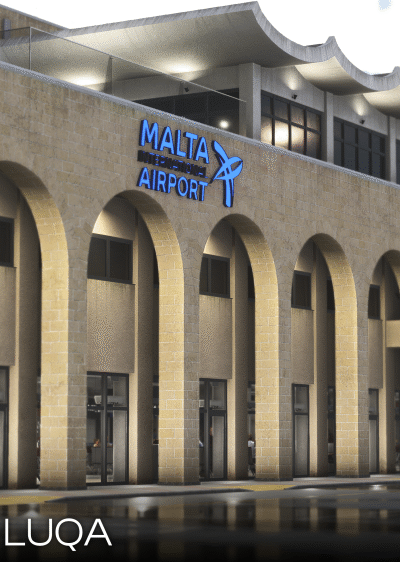 iniBuilds Malta Luqa LMML para MSFS 2024 — terminal Malta Airport no cenário
