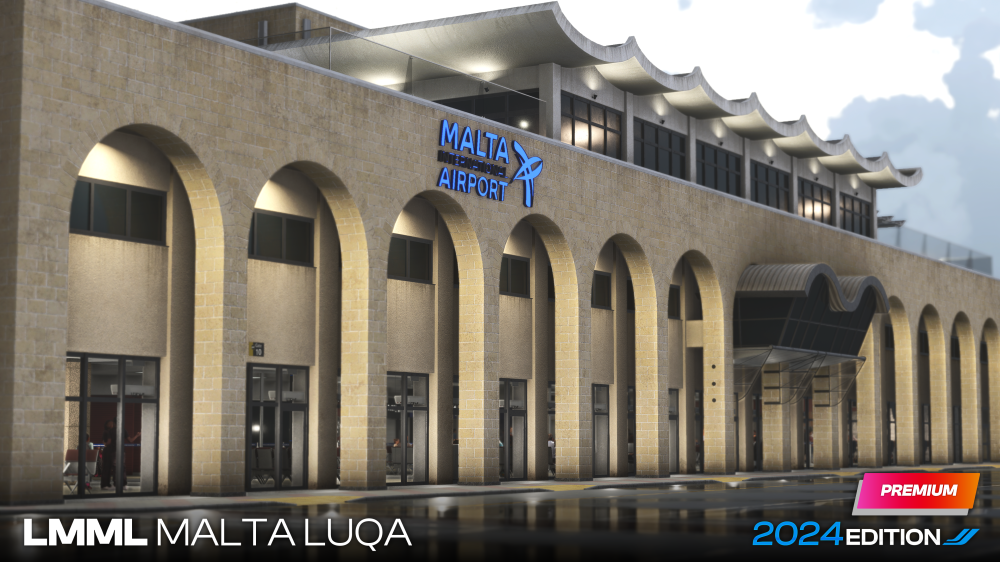 iniBuilds Malta Luqa LMML para MSFS 2024 — terminal Malta Airport no cenário