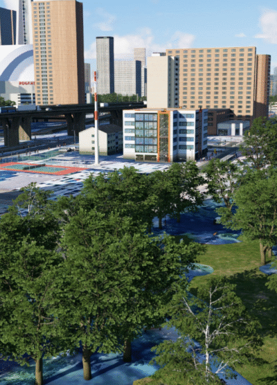 Cenário urbano do simHeaven X-World Pro no X-Plane 12
