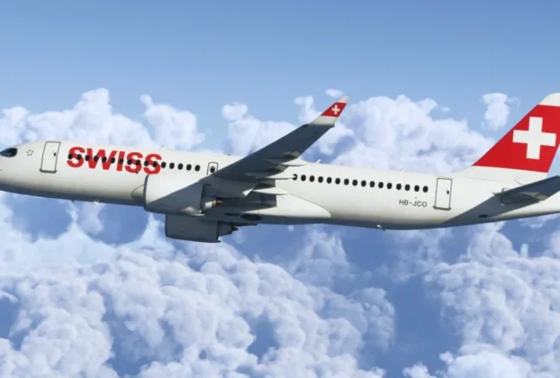 Synaptic A220 em voo no Microsoft Flight Simulator