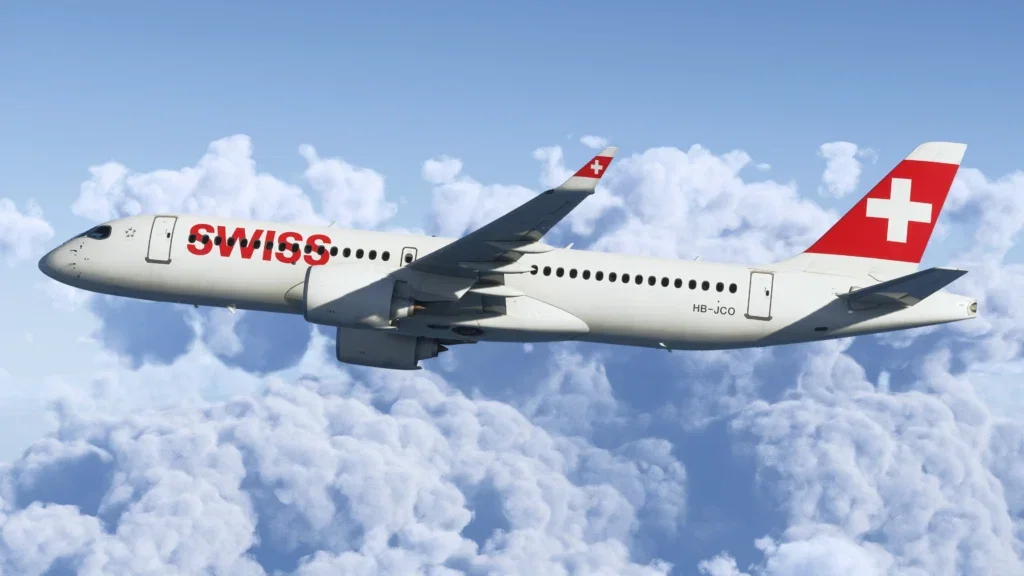 Synaptic A220 em voo no Microsoft Flight Simulator
