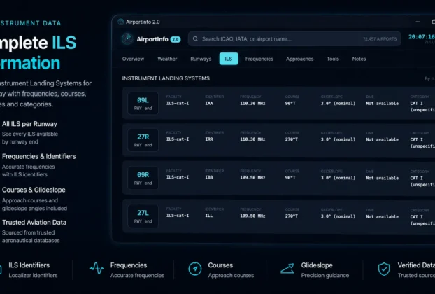 AirportInfo 2.0 exibe informações completas de ILS em interface promocional