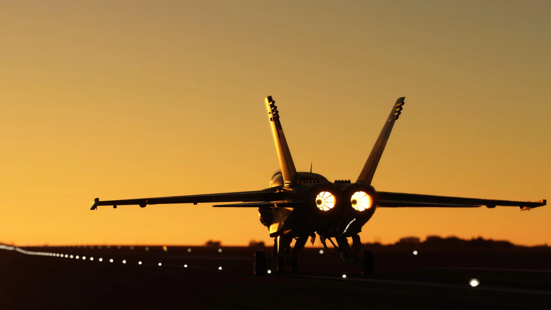 Jato do Top Gun: Maverick no Microsoft Flight Simulator 2020 ao pôr do sol