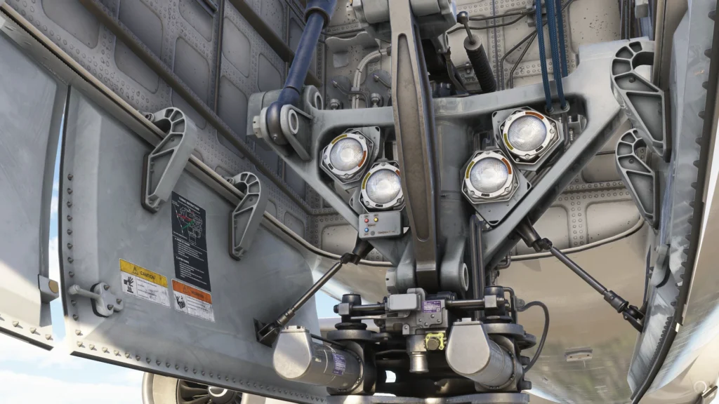 Detalhe técnico do trem de pouso do Vector 787-9 para MSFS 2024
