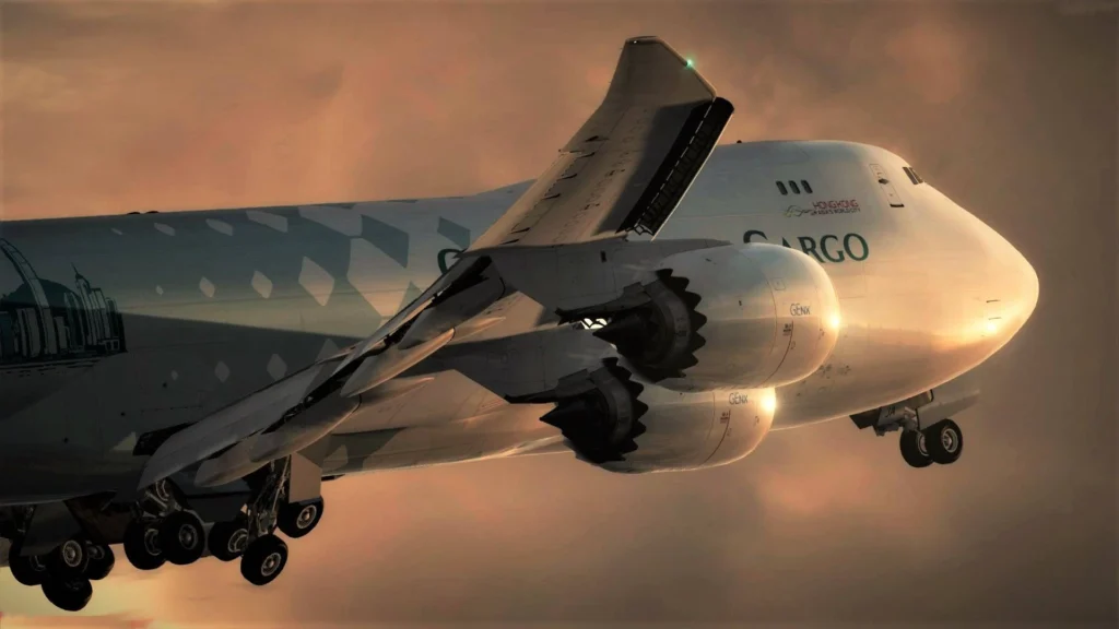 Boeing 747 da PMDG em aproximação no Microsoft Flight Simulator 2024