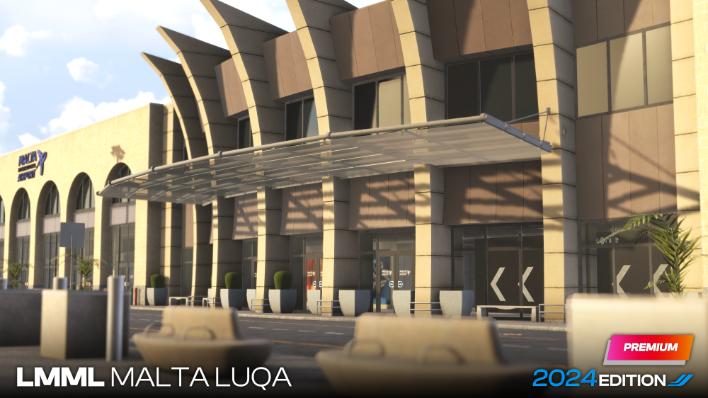 iniBuilds Malta Luqa LMML para MSFS 2024 — área externa do terminal