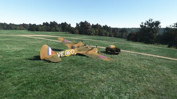 Aeronave camuflada no cenário RAF Kenley 1940