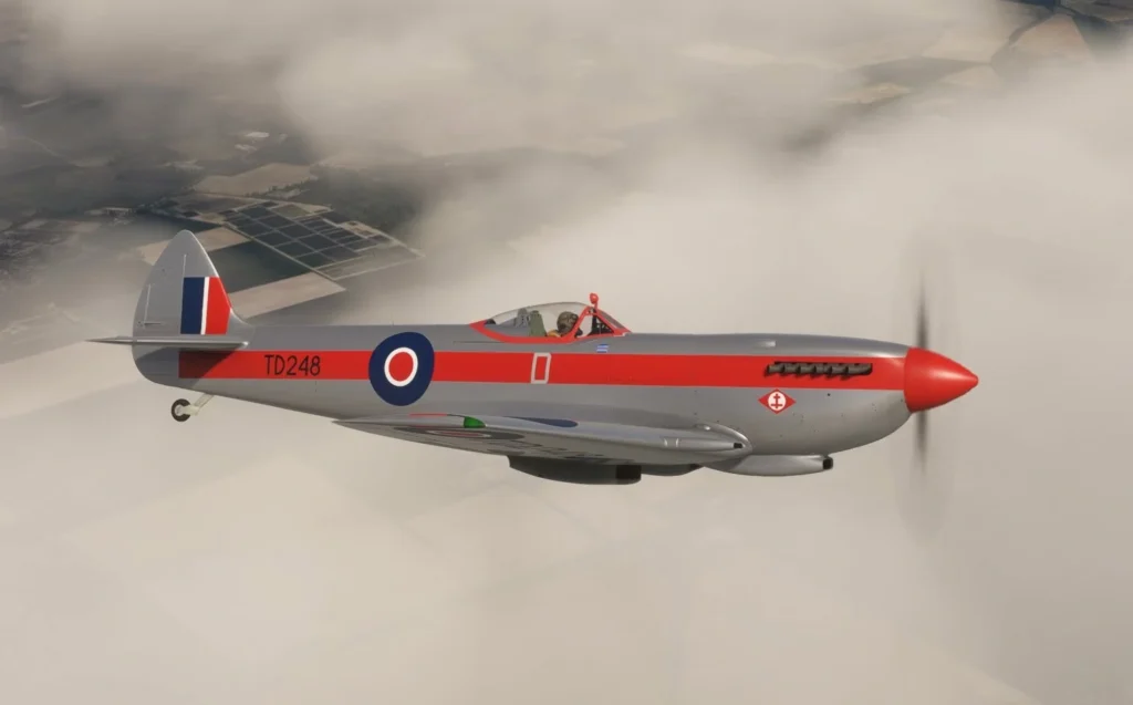 Spitfire Mk.XVI da Flight Replicas em voo no Microsoft Flight Simulator