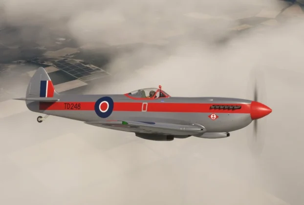 Spitfire Mk.XVI da Flight Replicas em voo no Microsoft Flight Simulator