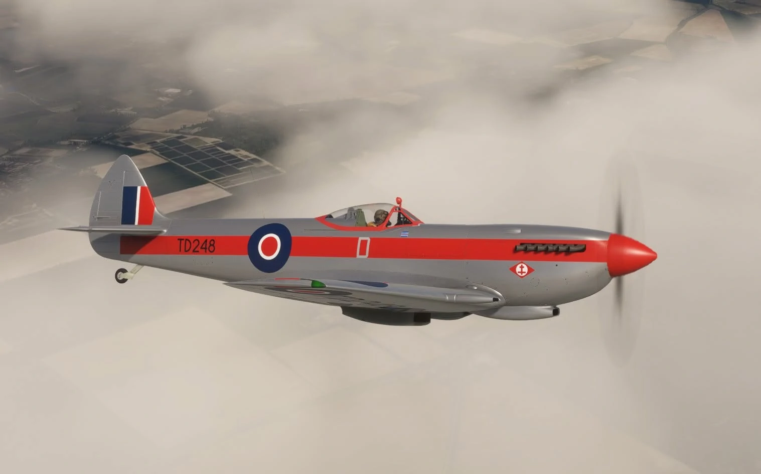 Spitfire Mk.XVI da Flight Replicas em voo no Microsoft Flight Simulator