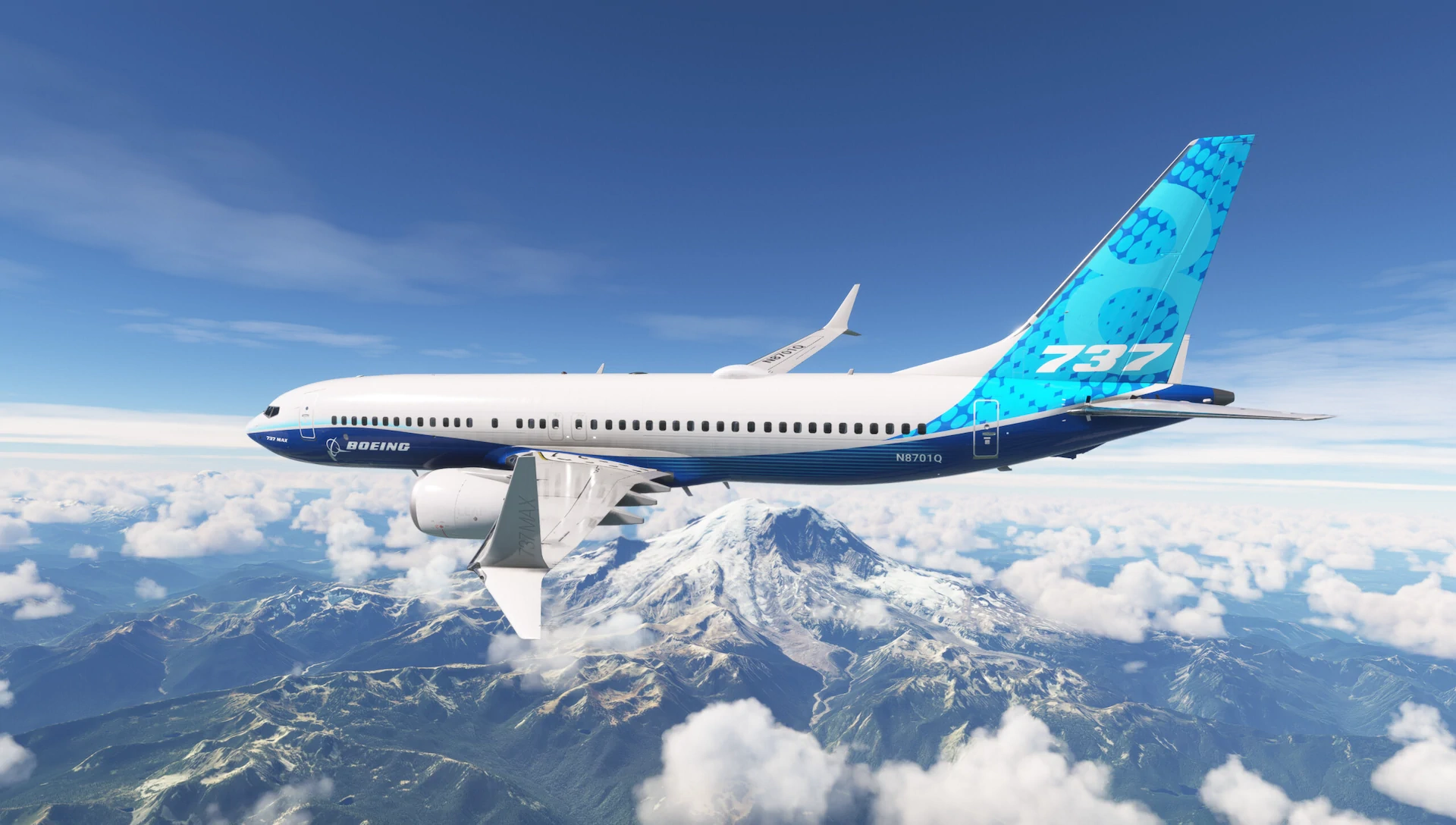 Boeing 737 MAX 8 da Microsoft em voo no Microsoft Flight Simulator 2020