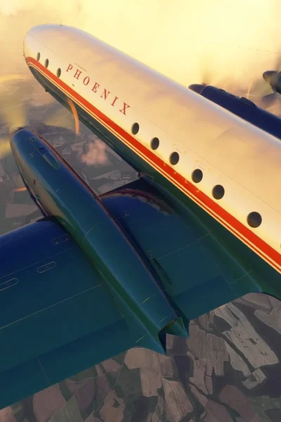 Ilyushin Il-18D da Nemeth Designs no Microsoft Flight Simulator 2024 em voo