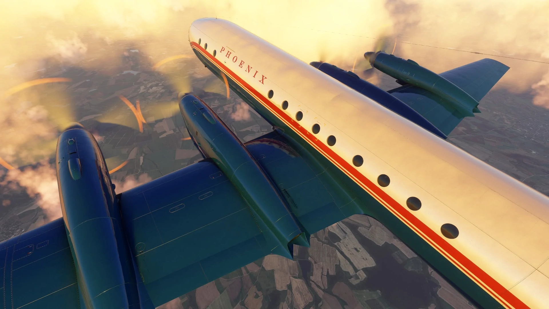 Ilyushin Il-18D da Nemeth Designs no Microsoft Flight Simulator 2024 em voo