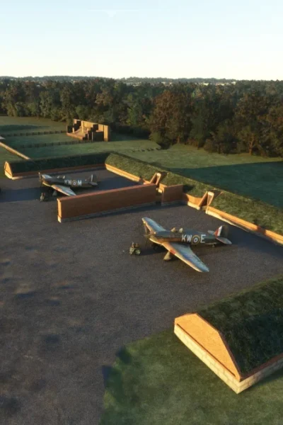 RAF Kenley 1940 no MSFS 2020 com aviões e hangares históricos