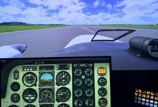 Painel touch AVNX para Black Square Bonanza e Baron em voo no Microsoft Flight Simulator