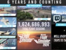 Infográfico oficial de estatísticas do Microsoft Flight Simulator com aeroportos populares