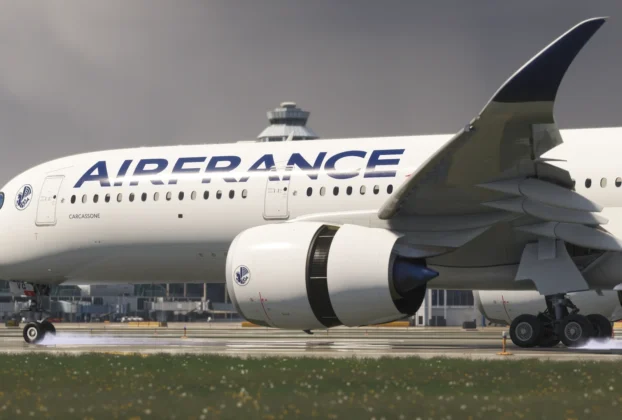 Airbus A350 da iniBuilds em solo no Microsoft Flight Simulator