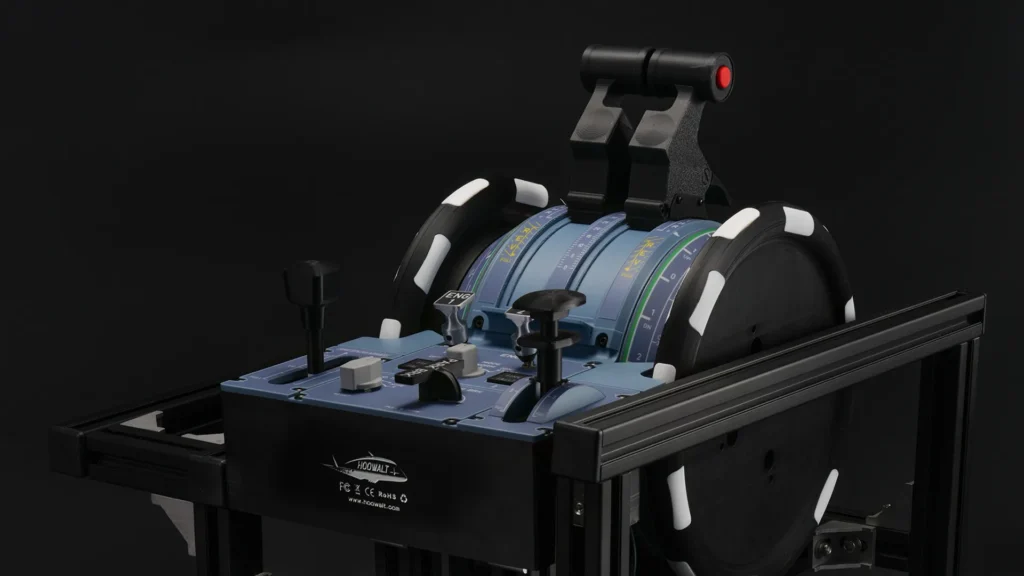 Vista lateral do throttle Airbus Hoowalt D107 para MSFS e X-Plane