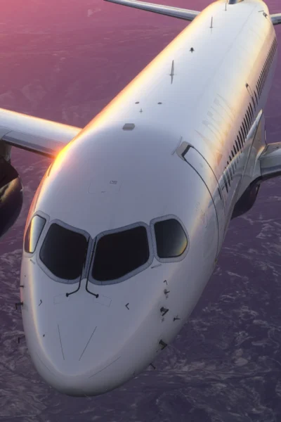 Synaptic Simulations A220 em voo no Microsoft Flight Simulator
