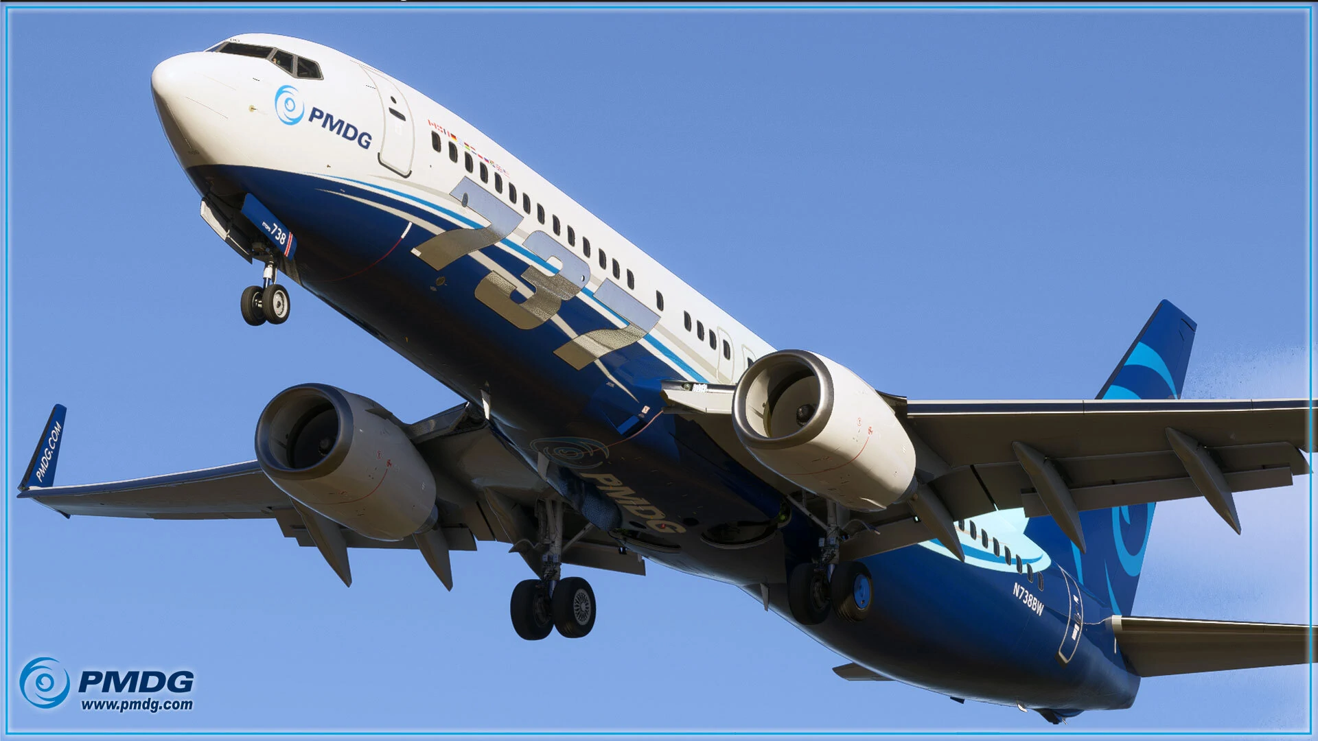 PMDG 737 em voo no Microsoft Flight Simulator