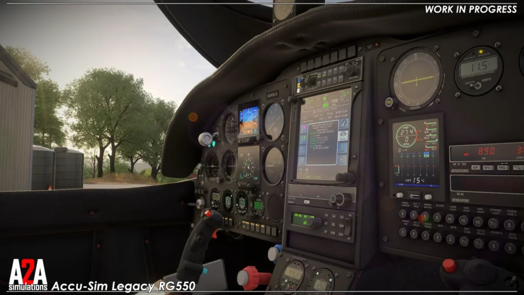 Cockpit do A2A Legacy RG550 em beta para Microsoft Flight Simulator 2024