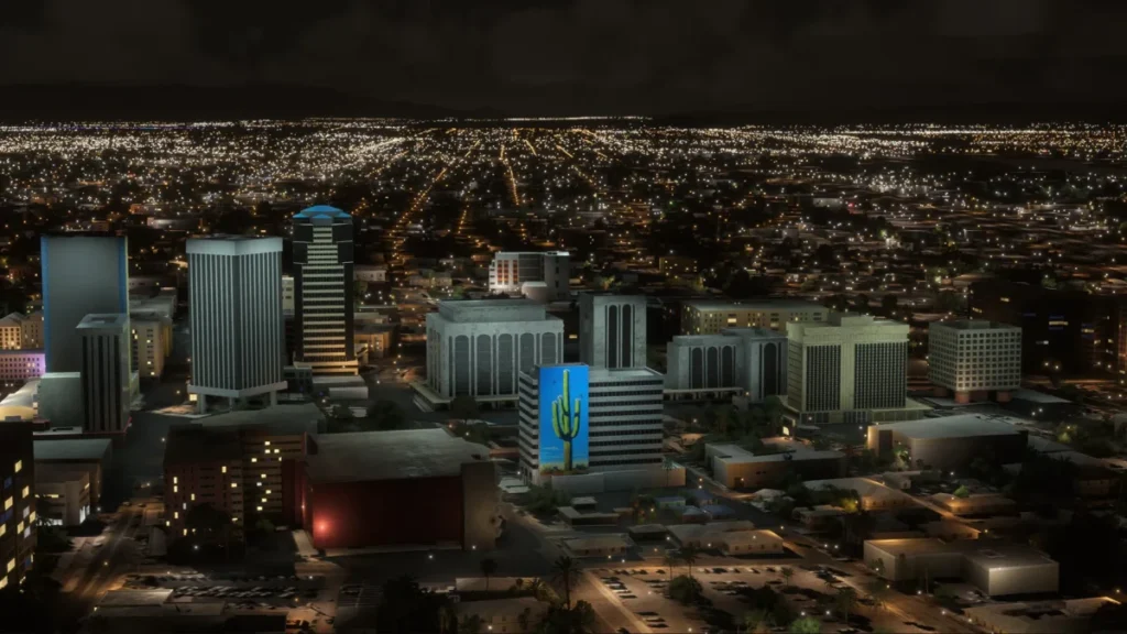 Marcos urbanos de Tucson recriados pela IronSim Studios para MSFS