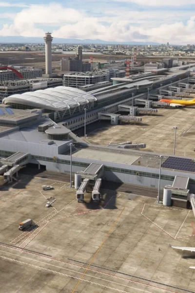 Pátio e terminal de Tokyo Haneda RJTT da TechnoBrain no Microsoft Flight Simulator
