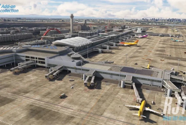 Pátio e terminal de Tokyo Haneda RJTT da TechnoBrain no Microsoft Flight Simulator