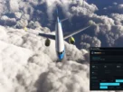 StrataWx exibindo aeronave em voo acima das nuvens com painel de clima para Microsoft Flight Simulator