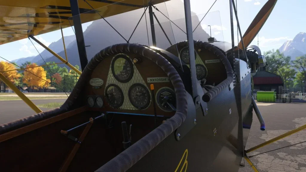 Cockpit analógico do Pietenpol Air Camper no MSFS 2024