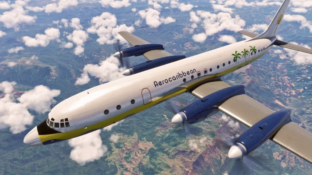 Painel analógico do Ilyushin Il-18D no Microsoft Flight Simulator 2024