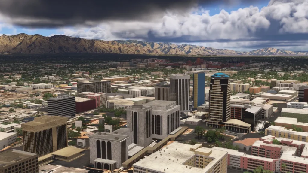 Prédios personalizados de Tucson City Landmarks no Microsoft Flight Simulator