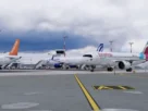 Aeronaves estacionadas no Mykonos Airport da Skydom para X-Plane 12