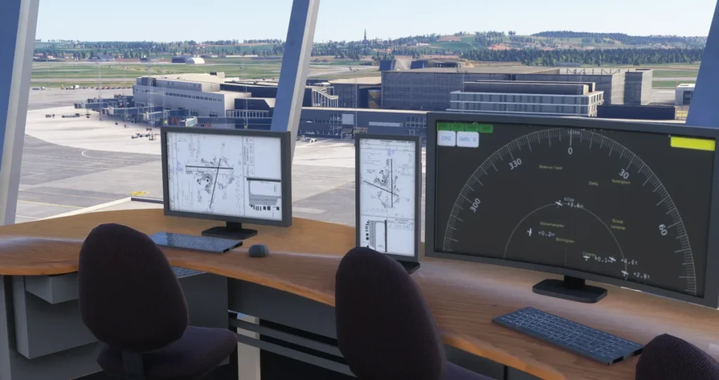 Interior da torre de controle no cenário ENZV Stavanger Sola da IronSim.