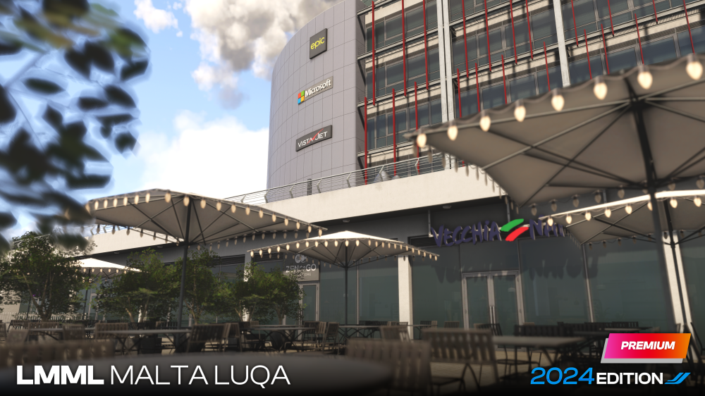 Área externa de Malta Luqa LMML no cenário iniBuilds para Microsoft Flight Simulator 2024