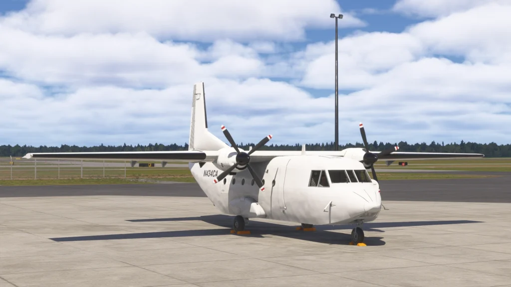 CASA C-212 Aviocar da ProjectMAX visto de frente no MSFS.