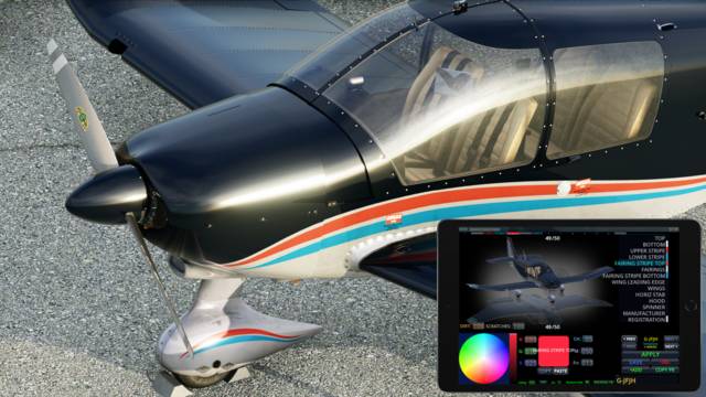 Interface de personalização do Robin DR400 da Just Flight no X-Plane 12