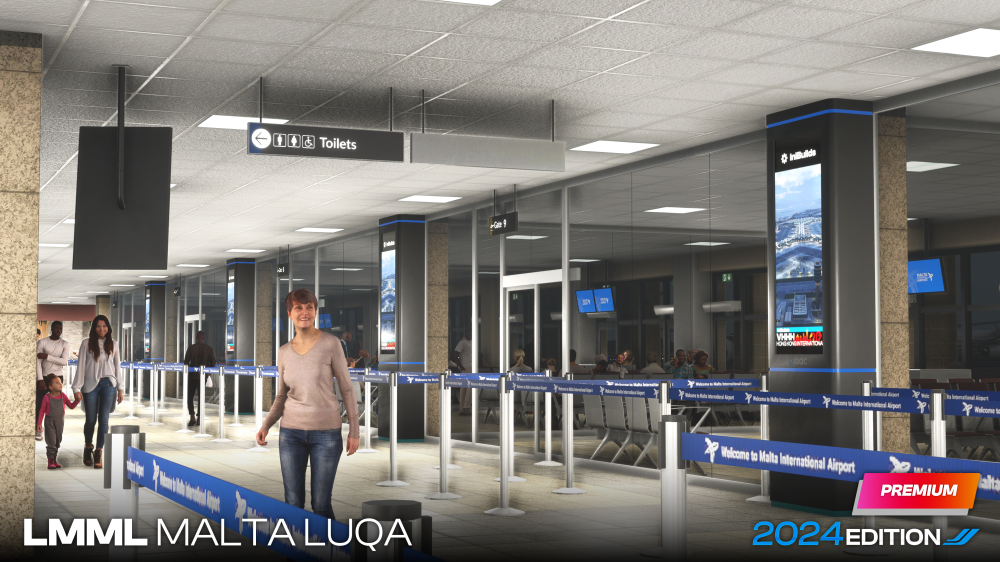 Interior de Malta Luqa LMML recriado pela iniBuilds para Microsoft Flight Simulator 2024