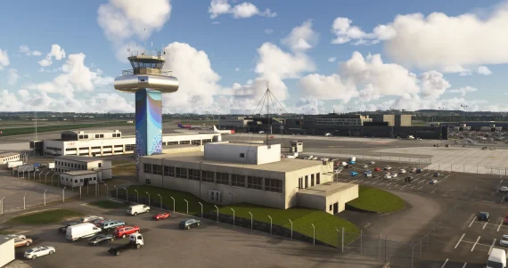 Torre e instalações do aeroporto ENZV Stavanger Sola recriado para MSFS.