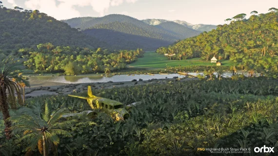 Vale tropical de Papua-Nova Guiné no Pack 6 da Orbx para MSFS 2024.