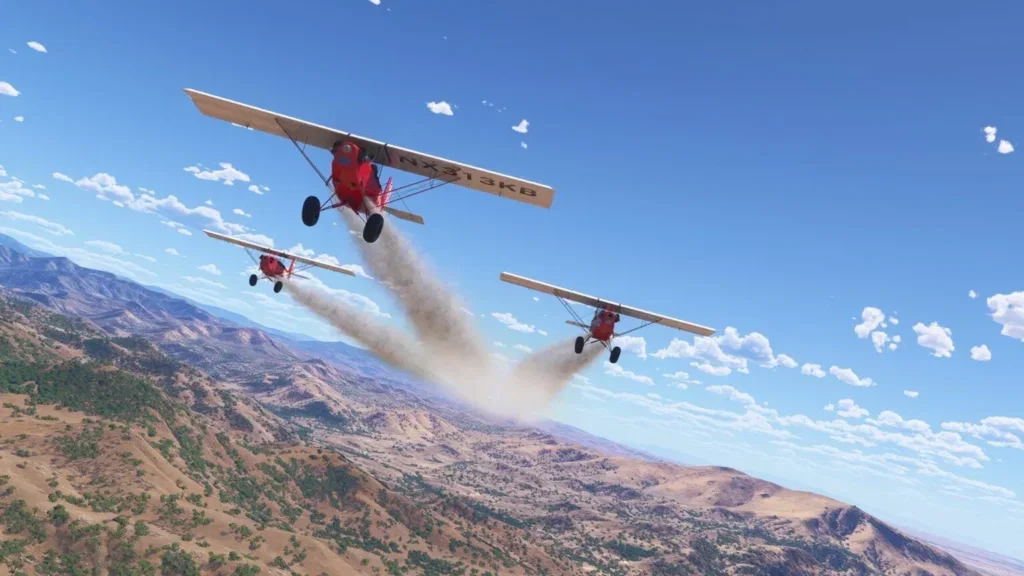 Pietenpol Air Camper em voo em formação no MSFS 2024