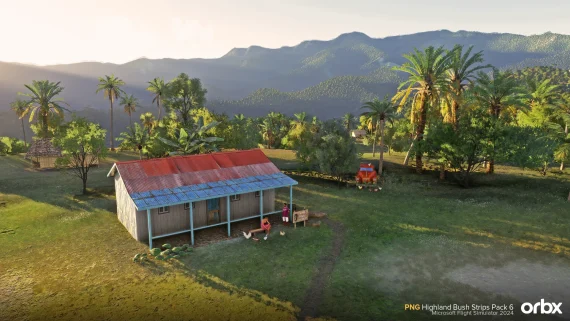 Casa rural no cenário PNG Highland Bush Strips Pack 6 da Orbx.