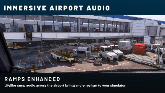 Airport ALIVE da SoFly com variação de áudio por horário no simulador